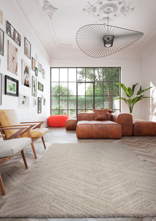 Cumulus low Pile Shaggy rug Siver Grey Geometrical