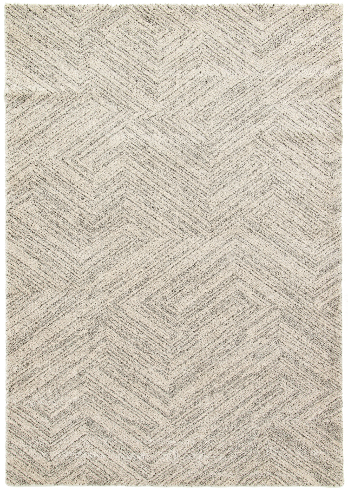 Cumulus low Pile Shaggy rug Siver Grey Geometrical