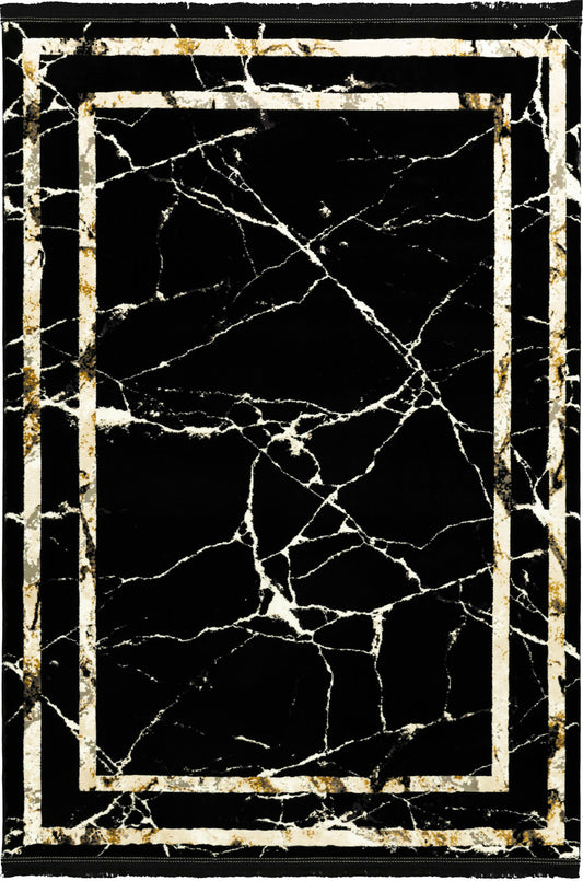 Astoria Exquisite Black Broken Marble Design Rug