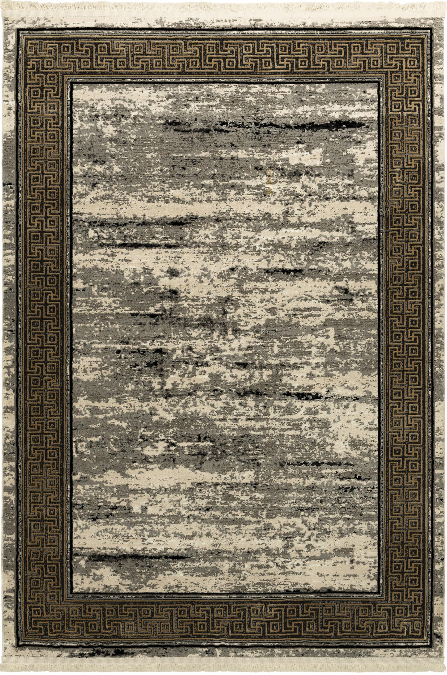 Astoria Faded Grey with Brown Border Rug