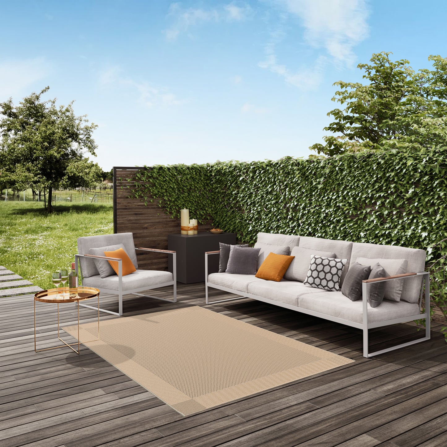 Sand 2 Tone Outdoor Verandah Rug