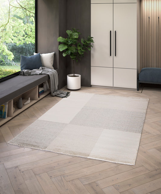 Cumulus low Pile Shaggy rug Siver Grey and Cream Combination