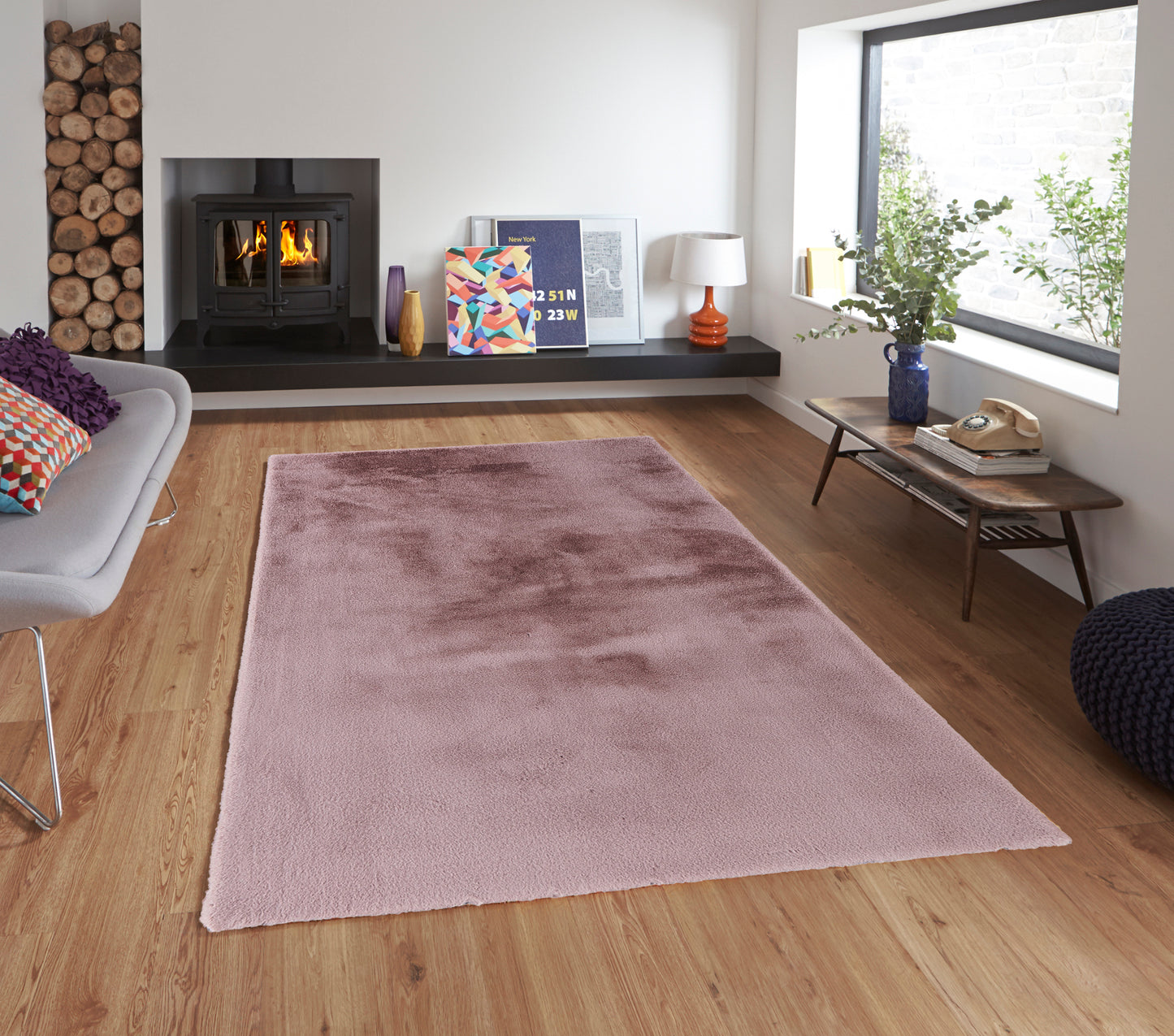 Dusty Pink Pony Super Soft Shaggy low Pile Shaggy Rug
