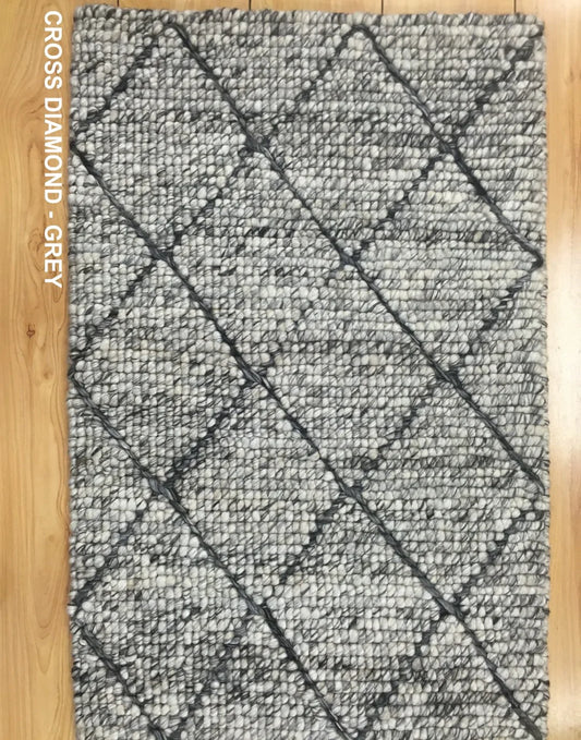 Cross Diamond Woolen Braided premium quality wool rugs