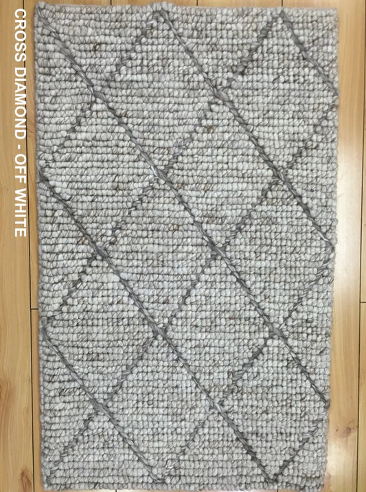 Cross Diamond Woolen Braided premium quality wool rugs